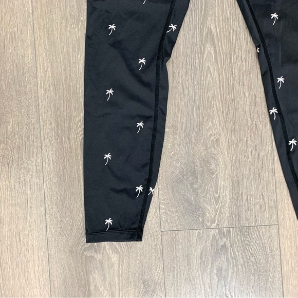 Alala Base Leggings Tights Palm tree embroidered Cropped High Rise Navy Blue - Picture 9 of 16